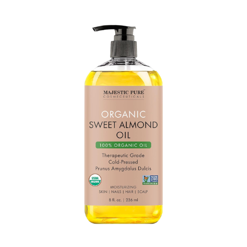 Majestic Pure Organic Sweet Almond Oil – 236ml | Cold-Pressed, USDA Organic for Skin, Hair & Massage - BlackRose